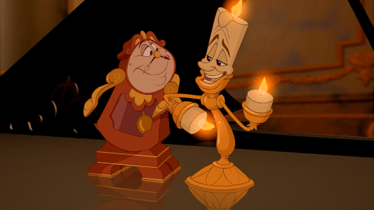 Beauty and the Beast (1991) - Cogsworth (David Ogden Stiers), Lumiere (Jerry Orbach).png